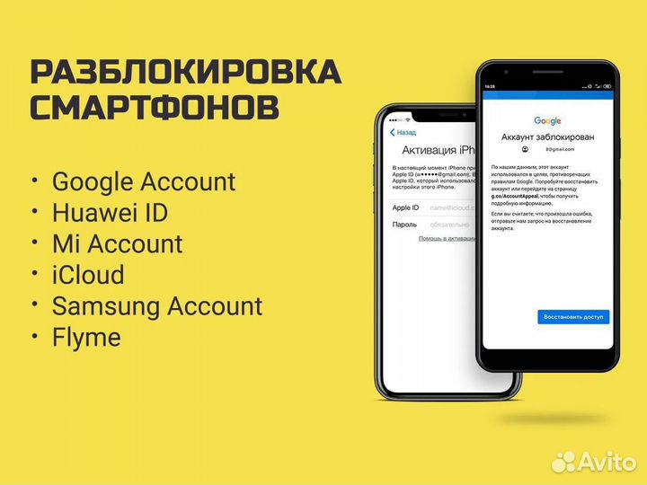 Разблокировка услуг. Разблокировка услуг