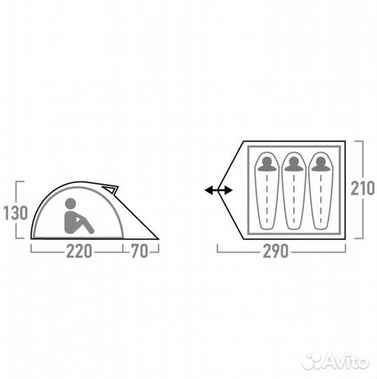 Палатка 3 местная Outventure 1 Second Tent 3