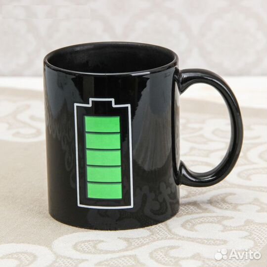 Кружка хамелеон Заряд энергии, 350 мл, цвет чёрный