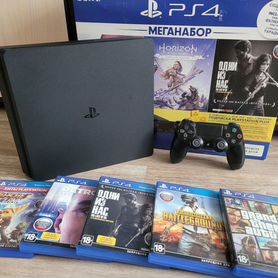 Sony playstation 4 slim 1tb + 5 игр на дисках