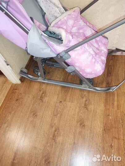 Детские санки коляска с колесиками