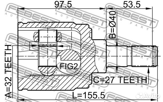Шрус внутренний правый 32x40x27