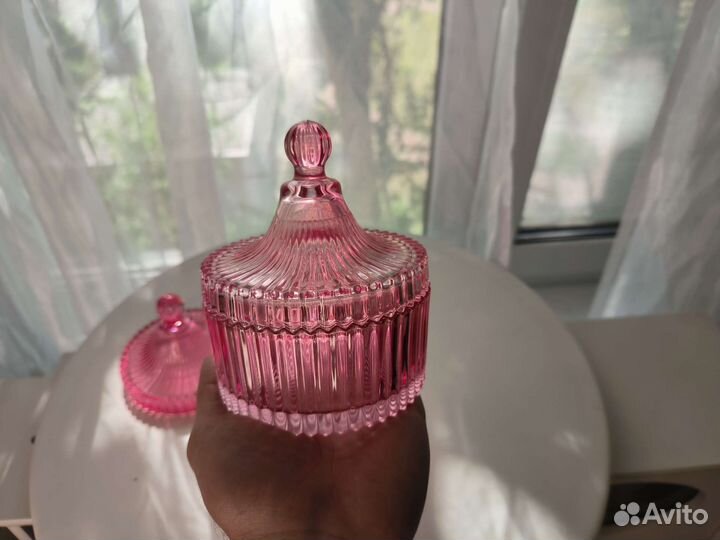 Стеклянная баночка под свечку конфетница сахарница