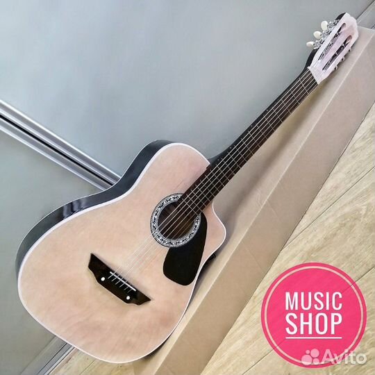 Гитара новая акустическая широкий гриф