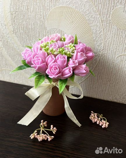 Букет роз из мыла