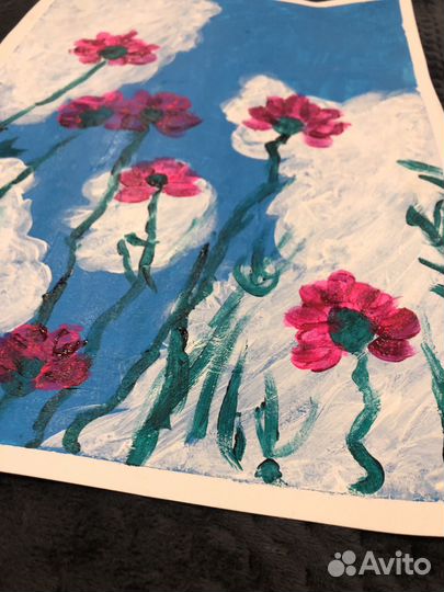 Картина акрилом « гвоздики»