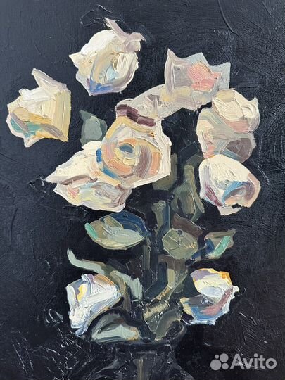 Картина маслом на холсте натюрморт с розами