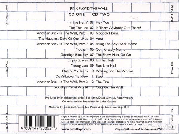 Pink floyd THE wall (стена) 2CD