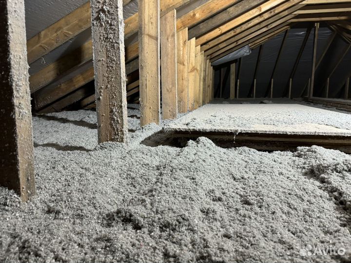 Утепление эковатой мансарды