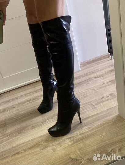 Сапоги Ботфорты натуральная кожа 39 размер зима