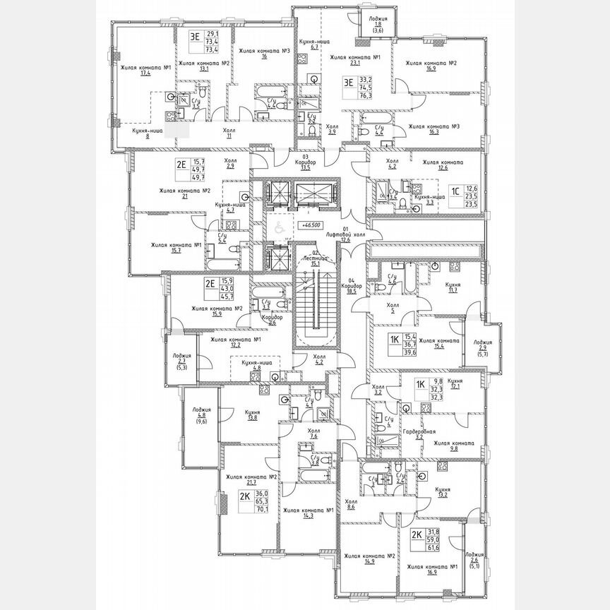 2-к. квартира, 73,4 м², 13/19 эт.