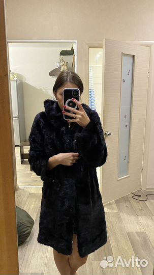 Шуба норковая с капюшоном