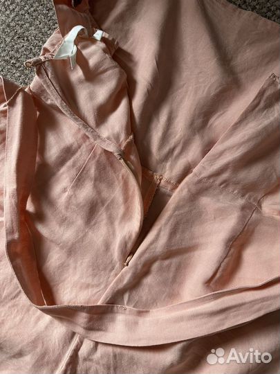 Персиковый льняной комбинезон нм