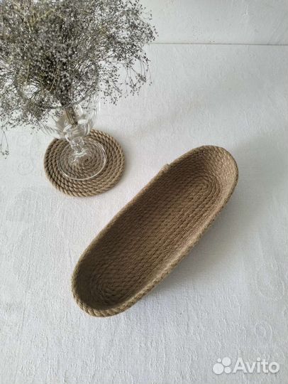 Корзинка из джута для столовых приборов