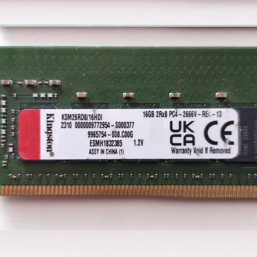 16 Gb 2666 Mhz 2rx8 Rdimm Kingston Hdi, Склад 2 Шт