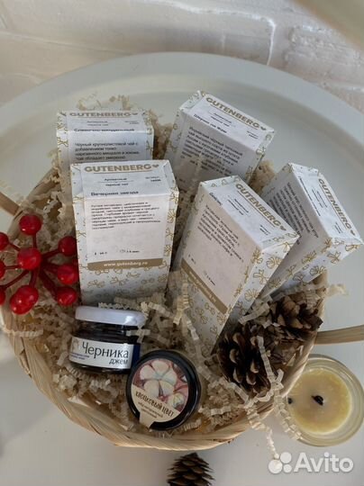 Чайный подарочный набор в корзине