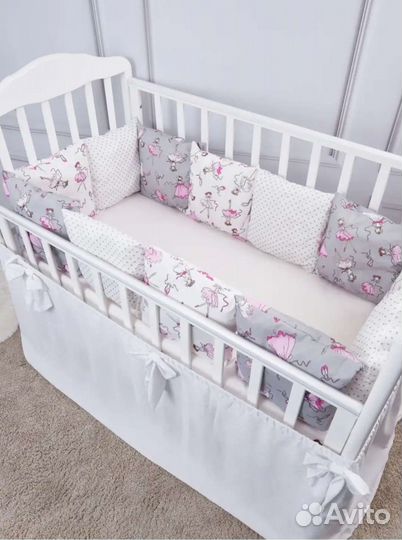 Подушки бортики в детскую кроватку