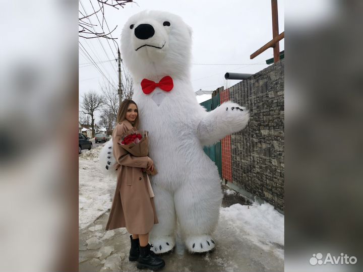 Белый мишка поздравление (шарики в подарок)