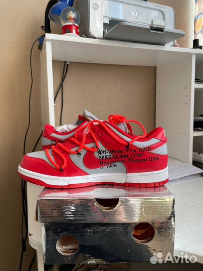 Nike dunk low off white university red/grey
