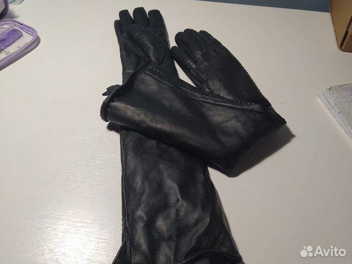 Перчатки женские натуральная кожа длинные