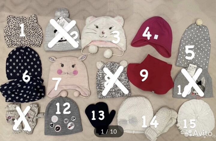 Шапки варежки h&m, zara