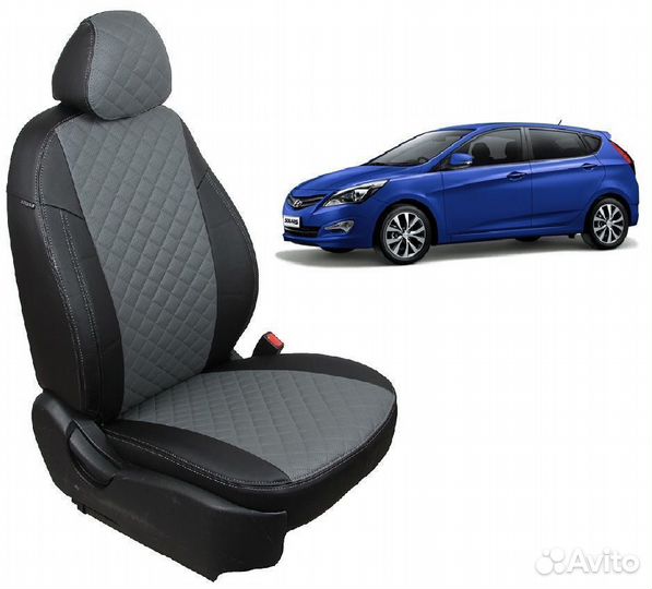 Чехлы из экокожи Ромб на Хендай Солярис 1 хэтчбек