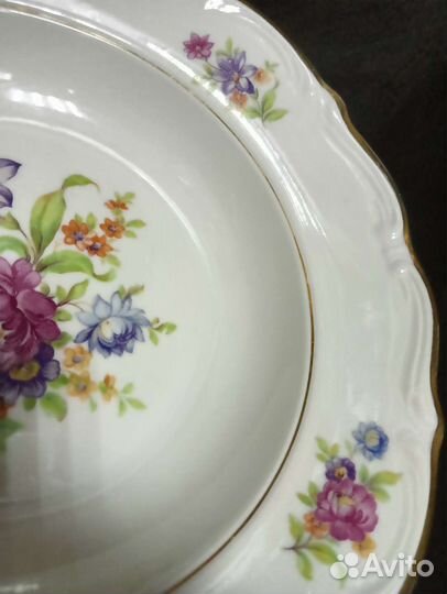 Тарелки суповые комплект мейсенский букет