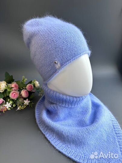 Комплект Шапка вязаная и снуд, ручная работа