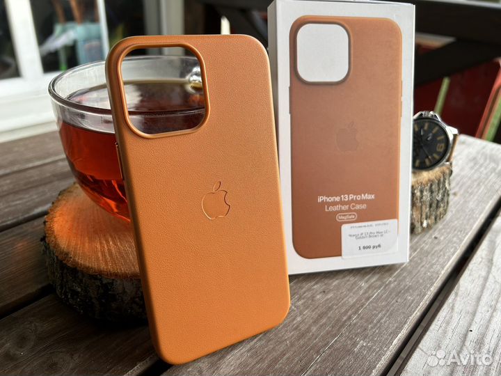 iPhone 13 Pro Max рыжий чехол Кожа