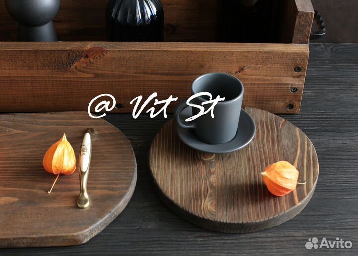 Деревянная круглая подставка, фудфон, винтаж