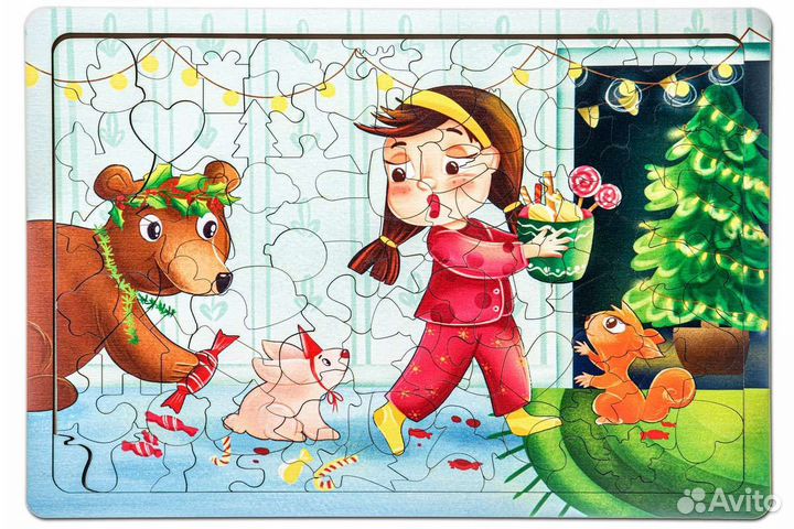 Новогодние фигурные пазлы