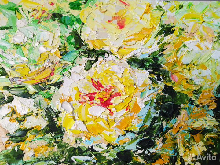 Картина маслом Пионы Розы Цветы