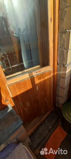 Продам деревянное окно с балконной дверью б/у