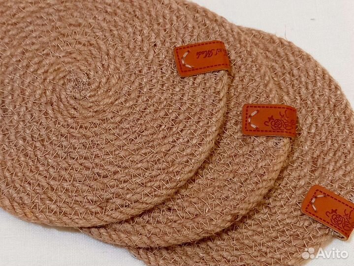 Подставка под горячее джут 13 см комплект 3 шт