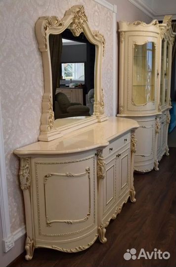 Классический комод с зеркалом Джоконда крем глянец