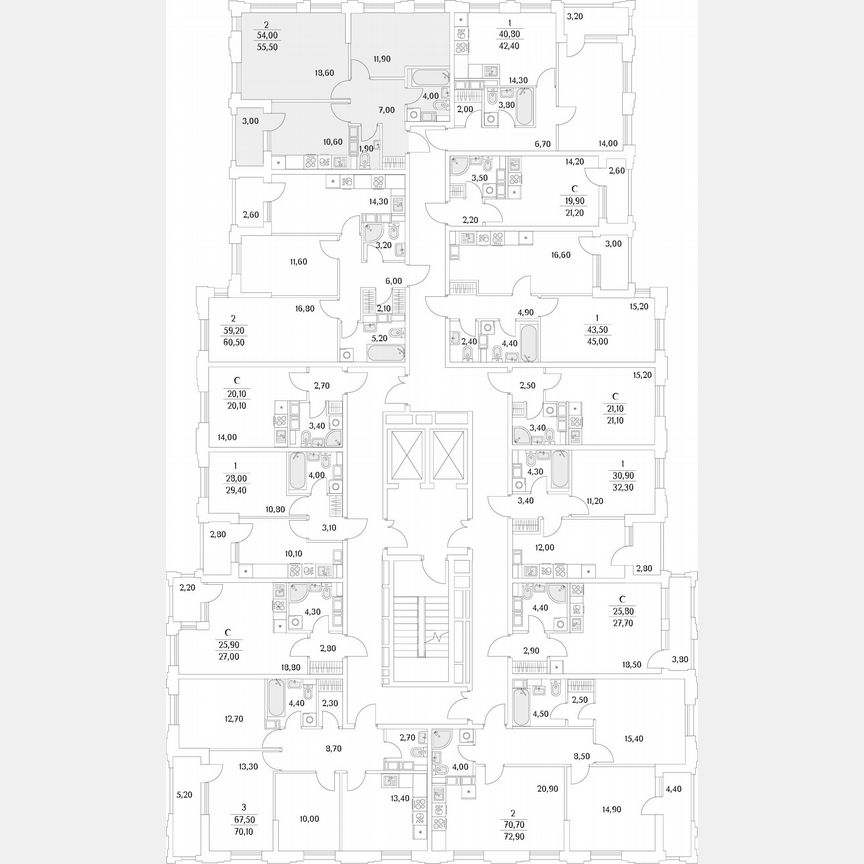 1-к. квартира, 55,4 м², 3/13 эт.