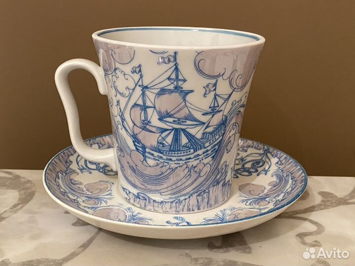 Старинные большие чайные пары Бригантина лфз СССР