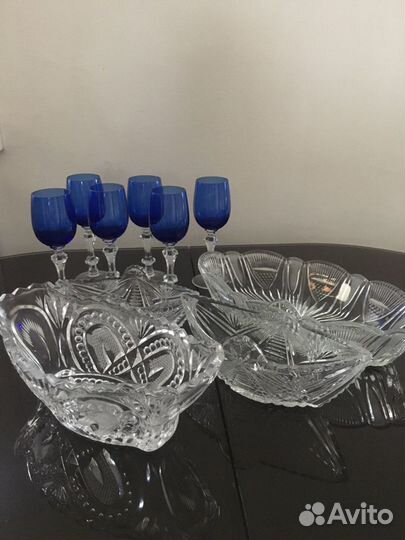 Ваза для фруктов, бокалы, салатницы хрустальные