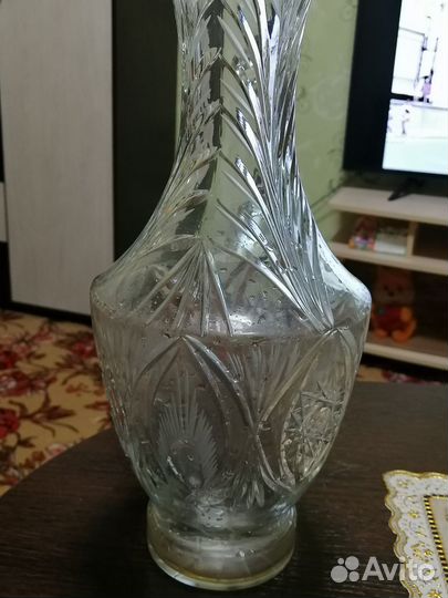 Кувшин винтаж стекло, хрусталь, 37см