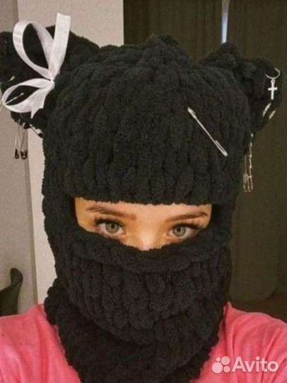 Балаклава вязаная с ушками