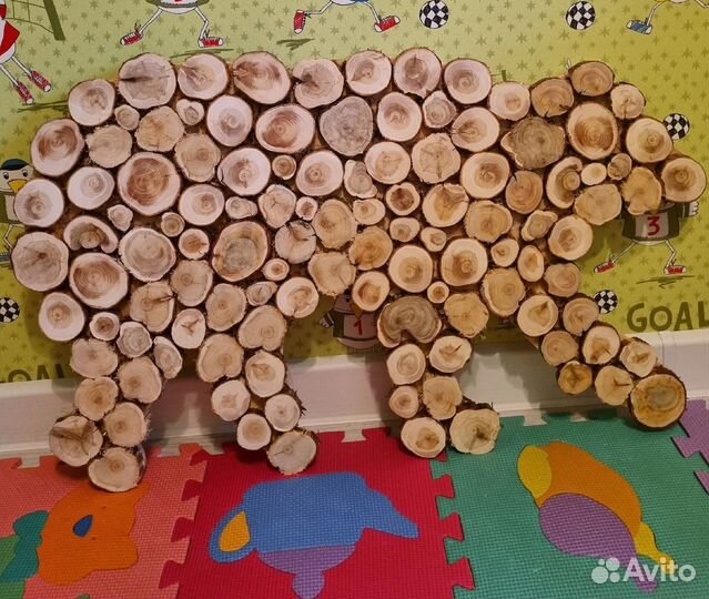 Панно из можжевельника медведь 80 см