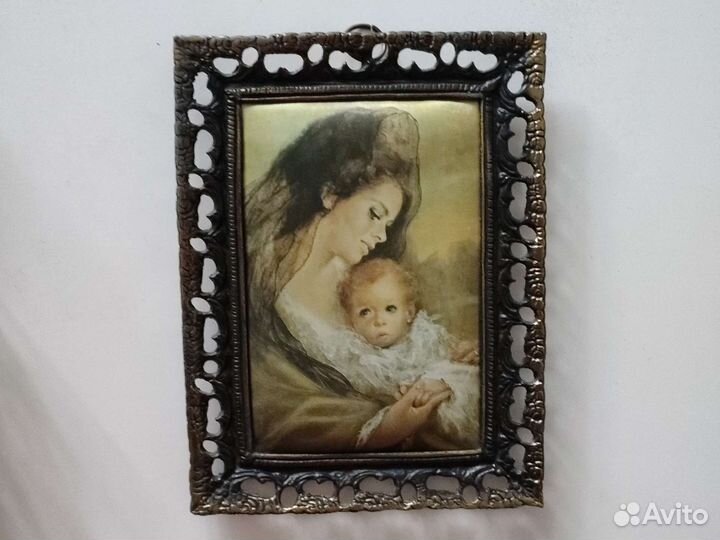 Винтажная Картина шелкография в бронзе