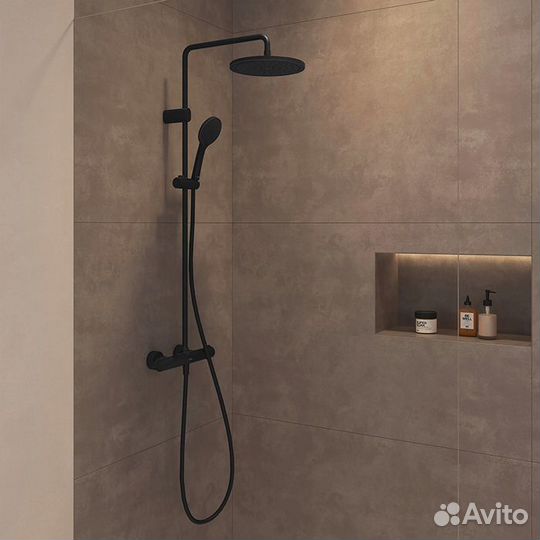 Duravit Shower Systems Душевая система в комплекте с термостатическим смесителем, цвет: чёрный матов