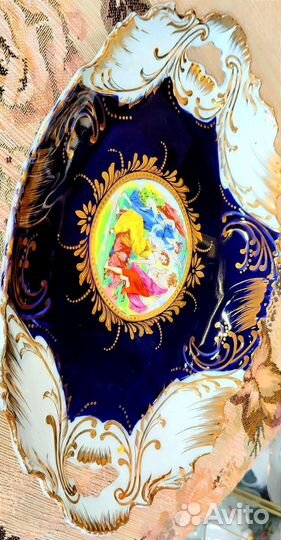 Большое блюдо чехия кобальт