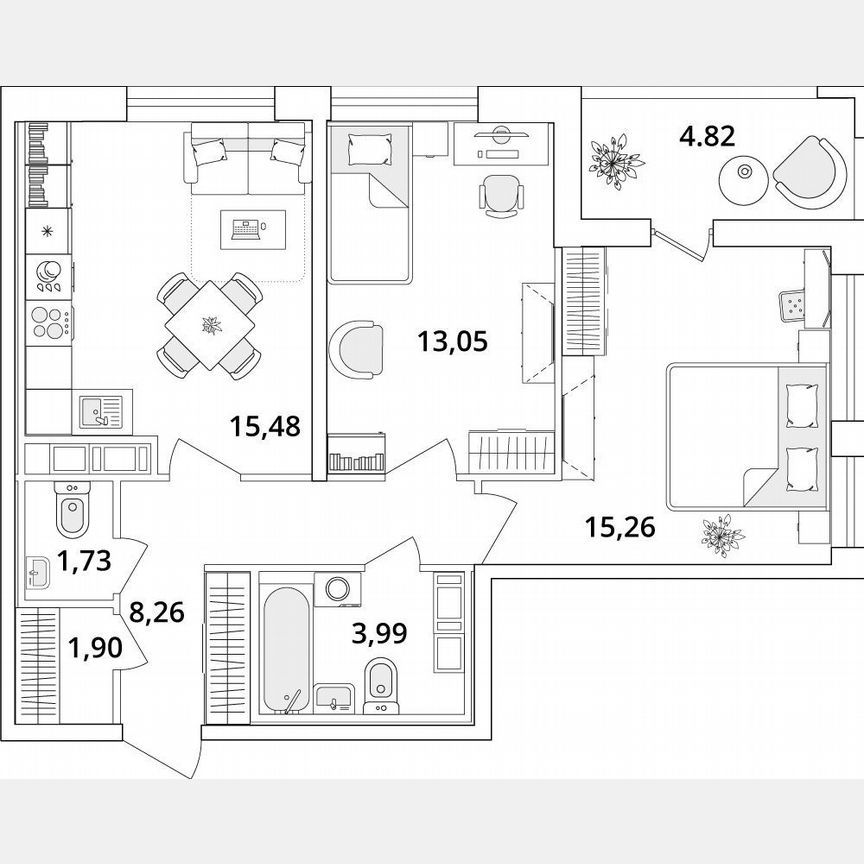 2-к. квартира, 62,1 м², 16/18 эт.