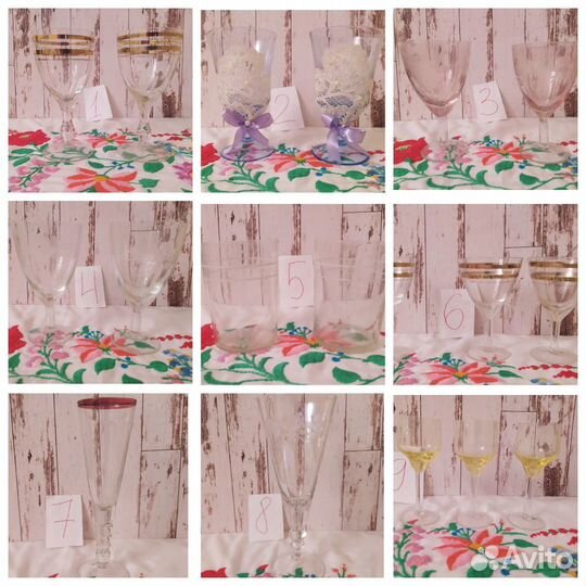 Хрустальные, стеклянные фужеры, рюмки, бокалы СССР