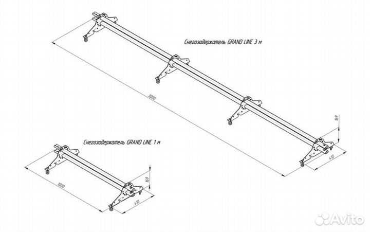 Снегозадержатель трубчатый овальный Grand Line 3 м