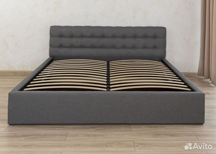 Кровать 200х200 с подъемным механизмом серая