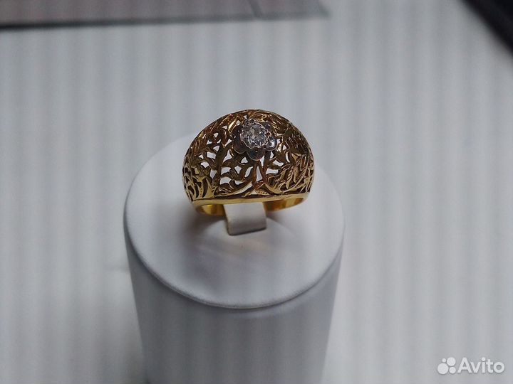 Золотое кольцо с бриллиантом 583 СССР броньдо29.04