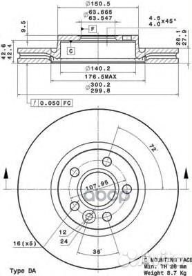 Диск тормозной передний 09A42711 Brembo